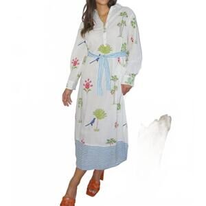 NEW NIBI long sleeve shirt dress in palm paradise